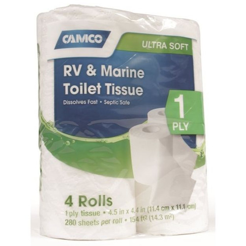 Camco 40275  1 Ply RV and Marine Toilet Tissue - 4 Rolls per Package Image 0