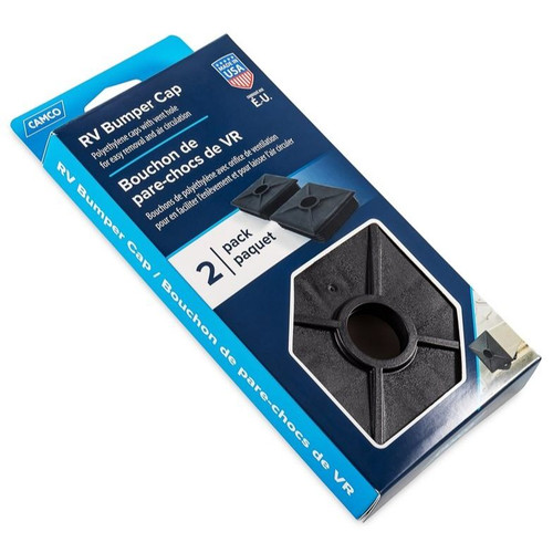 Camco 40303  Black RV Bumper Cap Square - 2 Caps Image 2