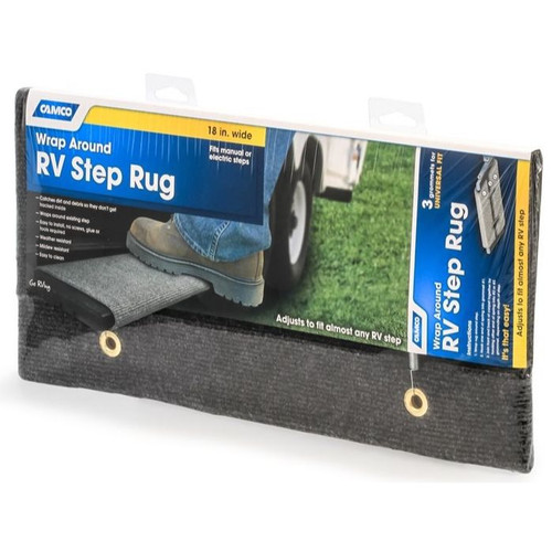 Camco 42925  18" Wrap Around RV Step Rug - Gray Image 1
