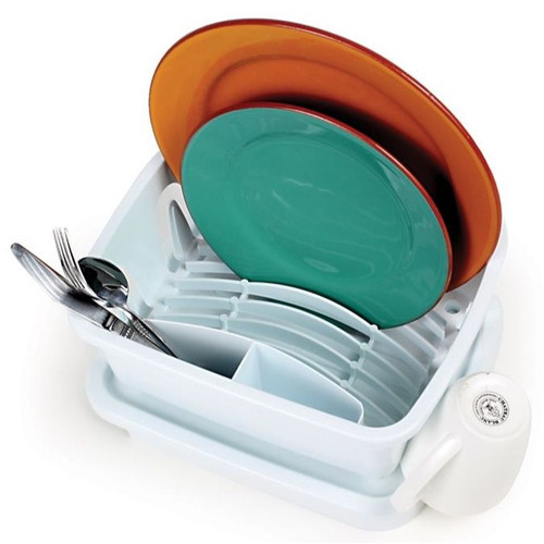 Camco 43511  RV Mini Dish Drainer and Tray - White Image 4 Camco 43511  RV Mini Dish Drainer and Tray - White Image 4