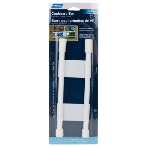 Camco 44093  10" to 17" RV Double Cupboard Securing Bar - White Image 1