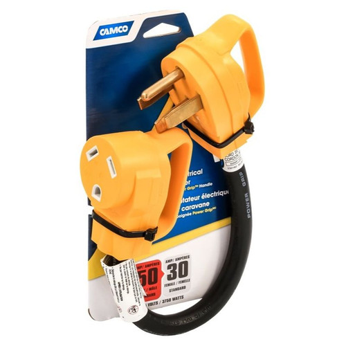 Camco 55173  18" RV Electrical Adapter Power Grip Dogbone 90M / 90F125V / 3750W Image 0