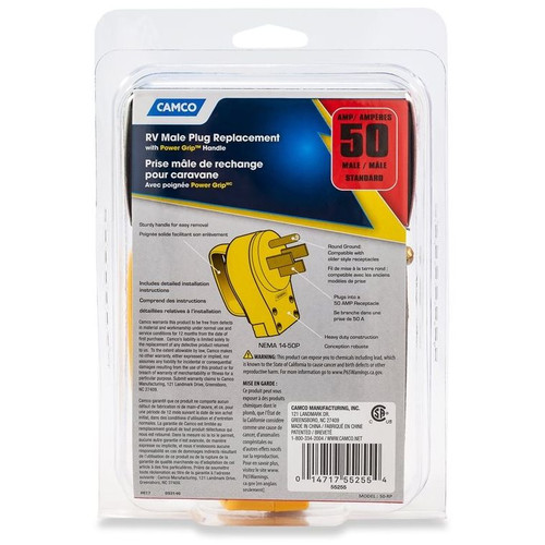 Camco 55255  RV Male Replacement Plug 50A Power Grip Image 4