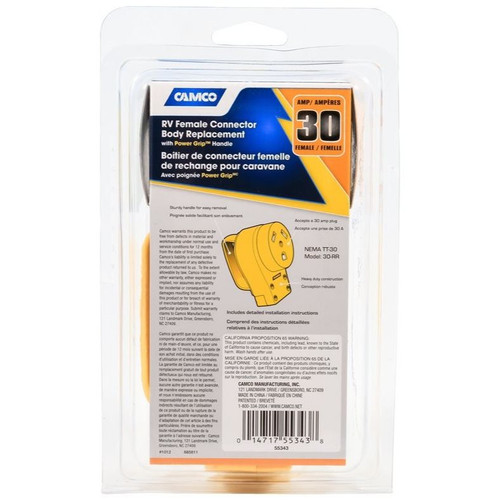 Camco 55343  RV Female Replacement Receptacle 30A 120V Power Grip Image 1