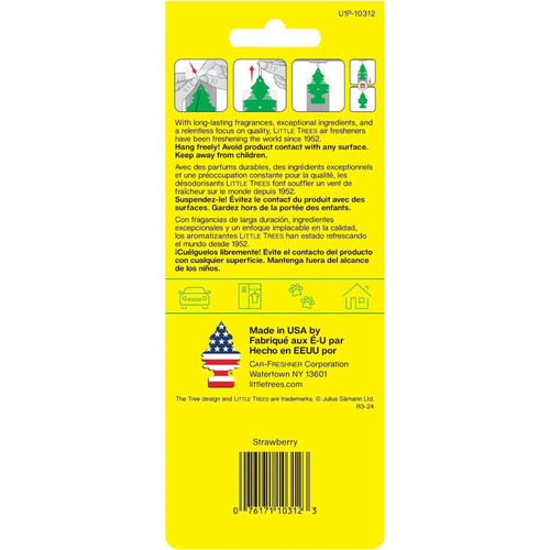 Little Trees U1P10312  Car Air Freshener Strawberry Scent - Single Tree per Package Image 2