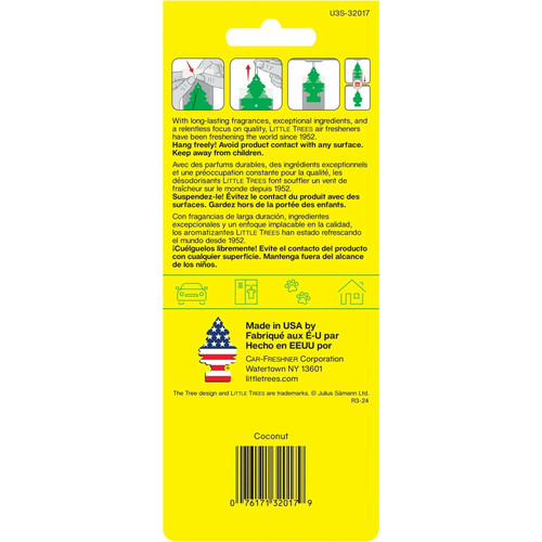 Little Trees U3S32017  Car Air Freshener Coconut Scent - 3 Trees per Package Image 2