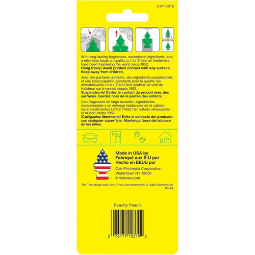 Little Trees U3S32019  Car Air Freshener Peachy Peach Scent - 3 Trees per Package Image 2