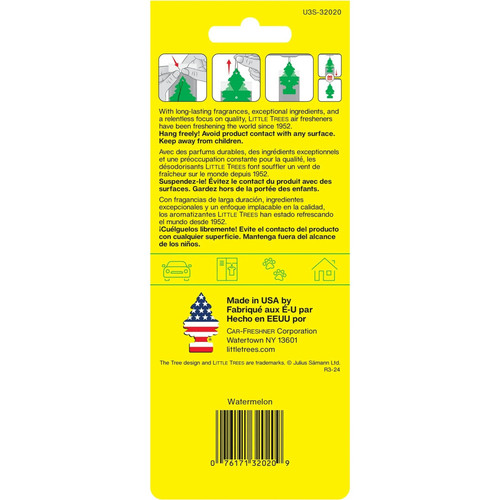 Little Trees U3S32020  Car Air Freshener Watermelon Scent - 3 Trees per Package Image 2