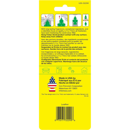 Little Trees U3S32290  Car Air Freshener Leather Scent - 3 Trees per Package Image 2