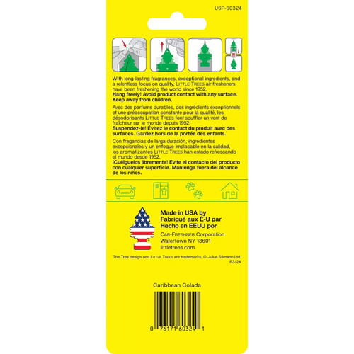 Little Trees U6P60324  Car Air Freshener Caribbean Colada Scent - 6 Trees per Package Image 2