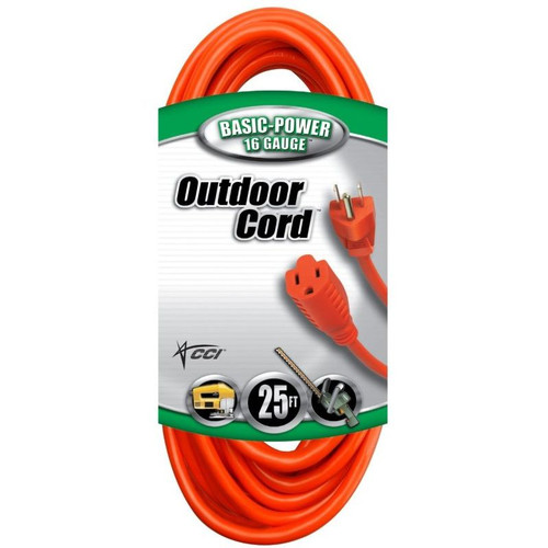 Southwire 02307  25' Vinyl Jacketed 16/3 SJTW Outdoor Extension Cord - Orange Image 1