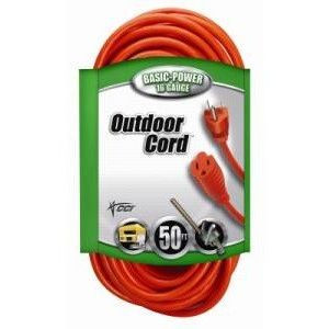 Southwire 02308  50' Vinyl Jacketed 16/3 SJTW Outdoor Extension Cord - Orange Image 1