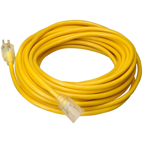 Southwire 02587  25' Vinyl Jacketed 12/3 SJTW Outdoor Extension Cord with Lighted End - Yellow Image 0
