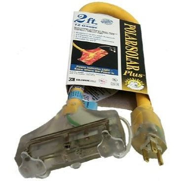 Southwire 03482  2' Polar/Solar Jacketed 12/3 SEOW Tri-Source Three-Way Power Block Outdoor Extension Cord with Lighted End Image 1