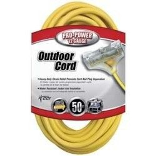 Southwire 04188  50' Vinyl Jacketed 12/3 SJTW Tri-Source Three-way Power Block Outdoor Extension Cord with Lighted End Image 2