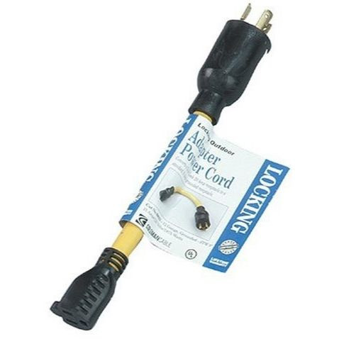 Southwire 09021  9" Male Twist-To-Lock Plug to Female Standard U-Ground Receptacle 12/3 STW Adapter Image 0