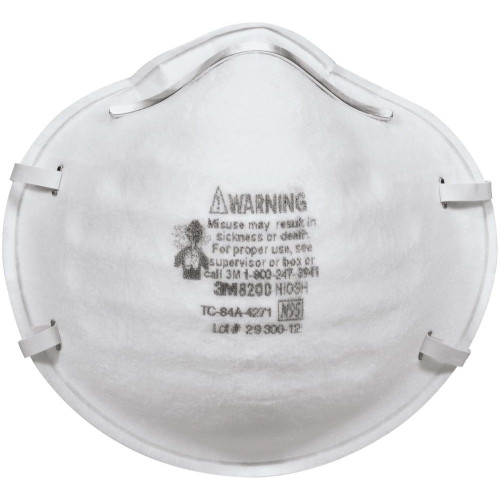 3M 8200H1-DC  N95 Sanding and Fiberglass Disposable Respirator Mask - 1 per Package Image 1