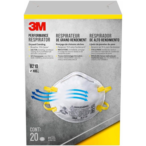 3M 8210  N95 Dust Mask, Particulate Respirators - 20 per Box Image 1