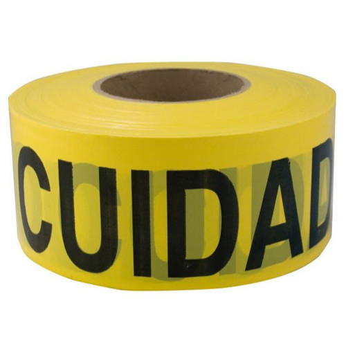 C.H. Hanson  16002  1000' x 3" 'CAUTION - CUIDADO' Barricade Tape - Black Letters on Standard 2 mil Yellow Tape Image 0