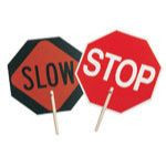C.H. Hanson 55450  'STOP' - 'SLOW' Traffic Safety Sign with 10" Wood Handle Image 0