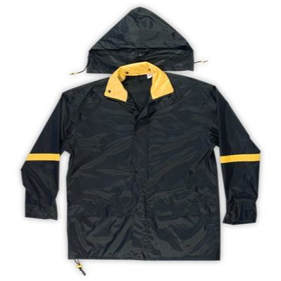 Custom Leathercraft R103M  3 Piece Deluxe Black with Gold Nylon Rain Suit - Medium Image 2