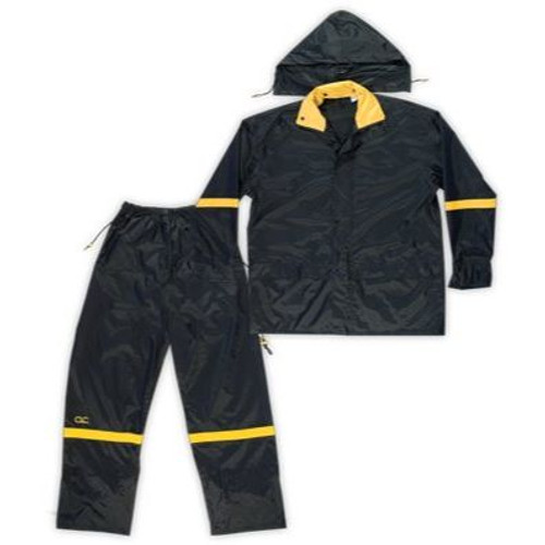 Custom Leathercraft R103X  3 Piece Deluxe Black with Gold Nylon Rain Suit - X-Large Image 0