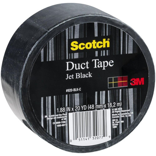 3M 920-BLK-C  Scotch 1.88" x 20 Yds Jet Black Duct Tape Image 0 3M 920-BLK-C  Scotch 1.88" x 20 Yds Jet Black Duct Tape Image 0