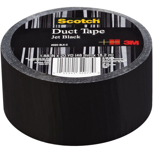 3M 920-BLK-C  Scotch 1.88" x 20 Yds Jet Black Duct Tape Image 1