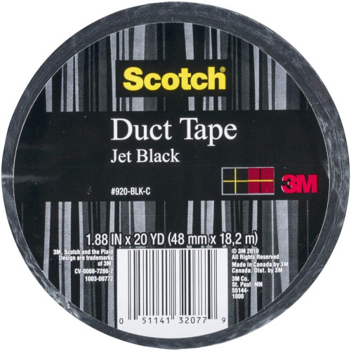 3M 920-BLK-C  Scotch 1.88" x 20 Yds Jet Black Duct Tape Image 2