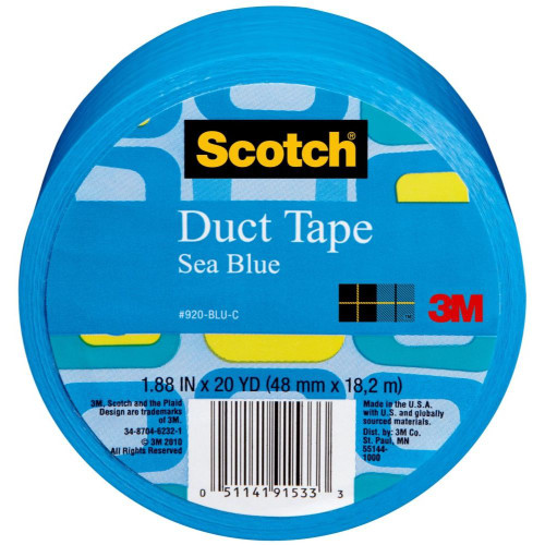3M 920-BLU-C  Scotch 1.88" x 20 Yds Sea Blue Duct Tape Image 0