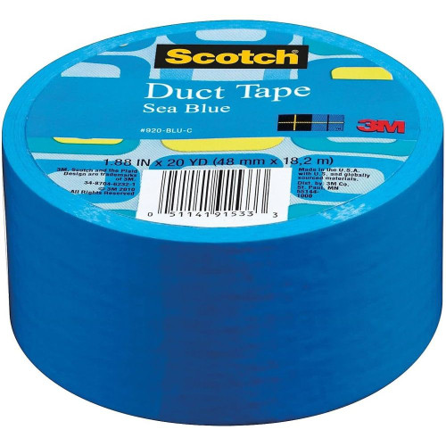 3M 920-BLU-C  Scotch 1.88" x 20 Yds Sea Blue Duct Tape Image 1