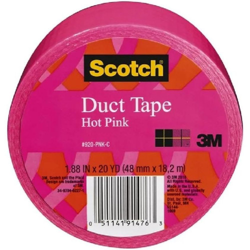 3M 920-PNK-C  Scotch 1.88" x 20 Yds Hot Pink Duct Tape Image 0 3M 920-PNK-C  Scotch 1.88" x 20 Yds Hot Pink Duct Tape Image 0