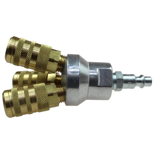 Coilhose Pneumatics 3002-15X-DPB  1/4" Tri-Pod Manifold Assembly with Industrial Interchange Couplers Image 0