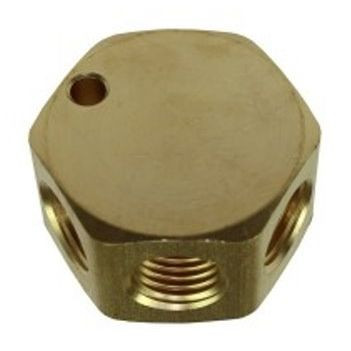 Coilhose Pneumatics 3122-DL  3 Port Flat Hex Manifold, 1/4" In x 1/4" Out Image 0