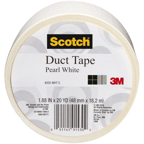 3M 920-WHT-C  Scotch 1.88" x 20 Yds Pearl White Duct Tape Image 0