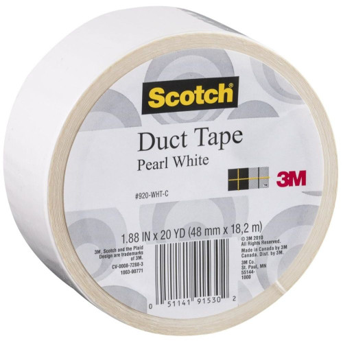 3M 920-WHT-C  Scotch 1.88" x 20 Yds Pearl White Duct Tape Image 1