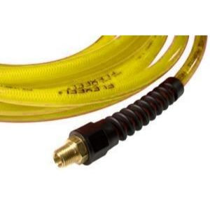 Coilhose Pneumatics PFE40504TY  1/4" x 50' Flexeel Polyurethane Reinforced Straight Air Hose with Strain Relief Fittings - Transparent Yellow Image 1