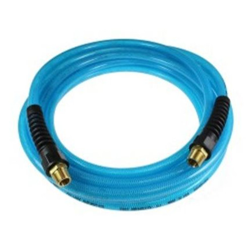 Coilhose Pneumatics PFE60254T  Flexeel Hose, 3/8" x 25', 1/4" MPT Reusable Strain Relief Fittings, Transparent Blue Image 0