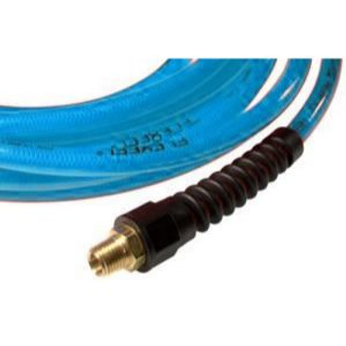 Coilhose Pneumatics PFE60504T  3/8" x 50' Flexeel Polyurethane Reinforced Straight Air Hose with Strain Relief Fittings - Transparent Blue Image 1 Coilhose Pneumatics PFE60504T  3/8" x 50' Flexeel Polyurethane Reinforced Straight Air Hose with Strain Relief Fittings - Transparent Blue Image 1