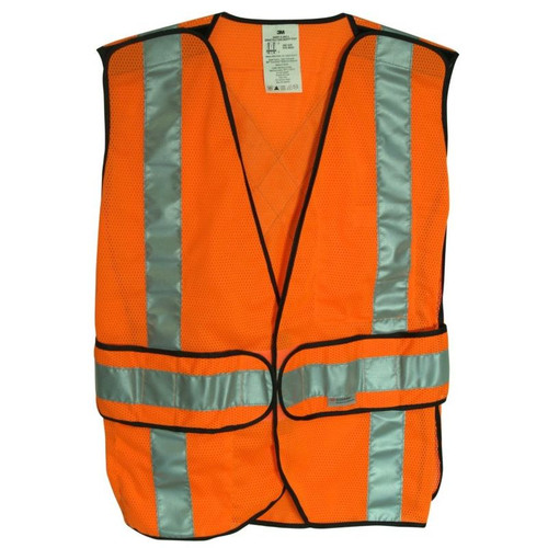 3M 94625  Class 2 Construction Orange Safety Vest with Reflective Stripe Image 0