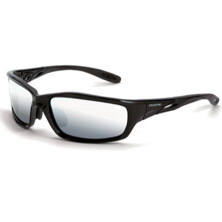 Crossfire 263  Infinity Safety Glasses Silver Mirror Lens - Shiny Black Frame Image 0