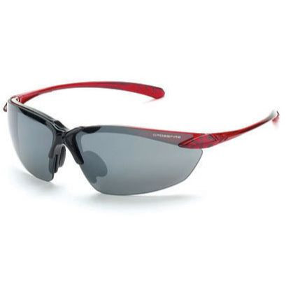 Crossfire 9233  Sniper Safety Glasses Silver Mirror Lens - Shiny Black - Crystal Burgundy Red Frame Image 0