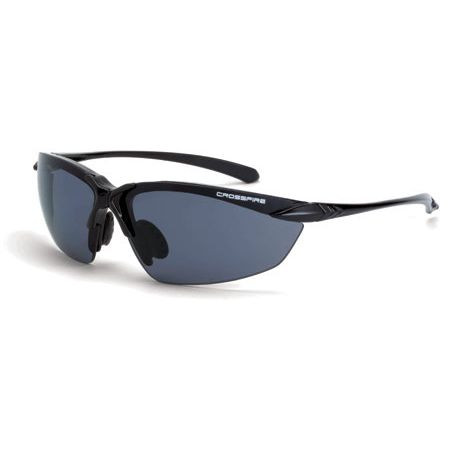 Crossfire 9614  Sniper Polarized Safety Glasses Smoke Lens - Shiny Black Frame Image 0