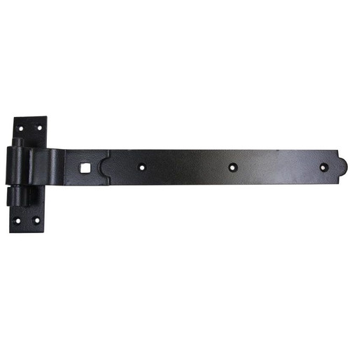 GatePro 5073003  12" Cranked Bands and Hooks on Plates Gate Hinges - Black Finish - 1 Pair Image 0