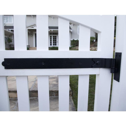 GatePro 5073003  12" Cranked Bands and Hooks on Plates Gate Hinges - Black Finish - 1 Pair Image 1