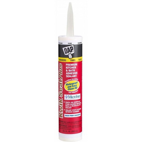DAP 18516  KWIK SEAL PLUS Premium Kitchen and Bath Adhesive Caulk with MICROBAN - CLEAR 10-oz Tube Image 0
