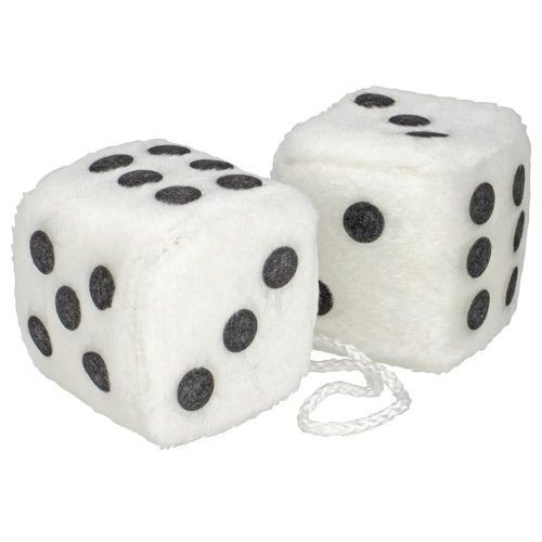 Bell Automotive 33603  Hanging Fuzzy Dice - White & Black for Rearview Car Mirror Image 1