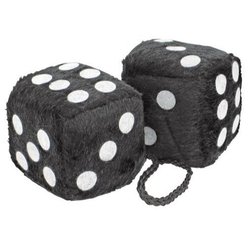 Bell Automotive 33603  Hanging Fuzzy Dice - White & Black for Rearview Car Mirror Image 2