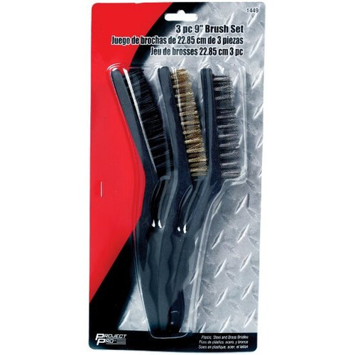 Performance Tool 1449  3 Piece 9 Inch Brush Set with Plastic Handles Image 1