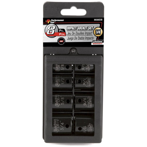 Performance Tool M588DB  8 Piece 3/8" Drive SAE Impact Socket Set - 5/16 to 3/4 inch Image 1